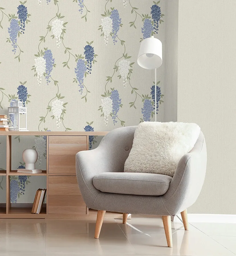 Brewster Home Fashions Aisla Blue Wisteria Wallpaper - SKU FD43674