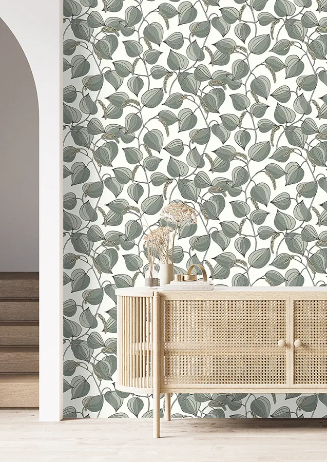 Brewster Home Fashions Alaia Green Leafy Vine Wallpaper | Wallpaper Twins Brewster Home Fashions Alaia Green Leafy Vine Wallpaper - SKU RH580518