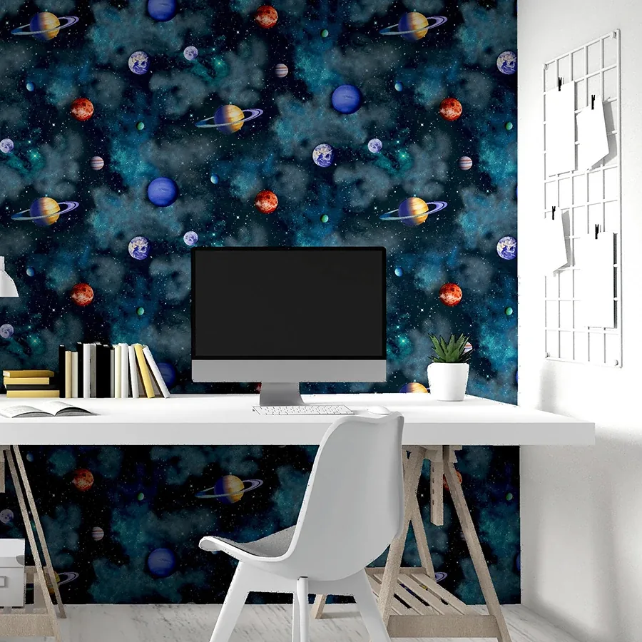 Brewster Home Fashions Albert Blue Cosmos Wallpaper - SKU AH296000