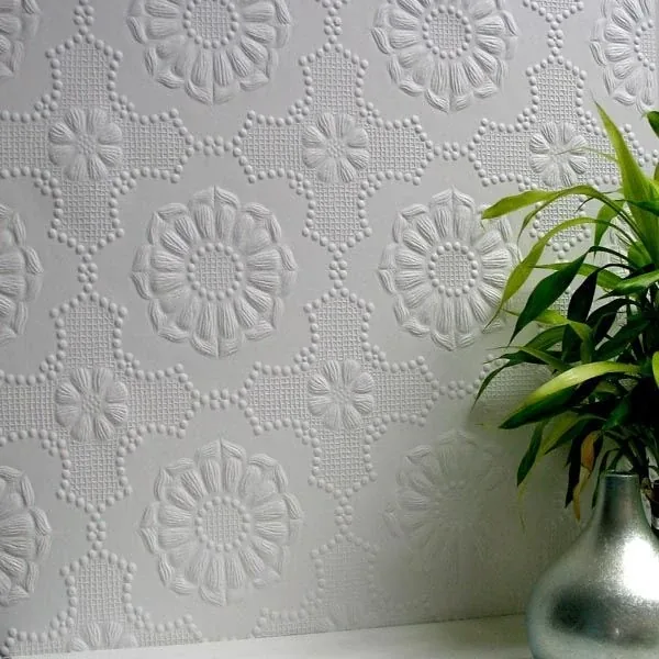 Brewster Home Fashions Alexander White Paintable Supaglypta Wallpaper - SKU 437-RD0647