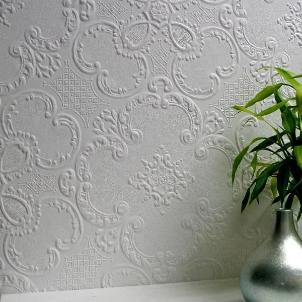 Brewster Home Fashions Alfred White Paintable Supaglypta Wallpaper | Wallpaper Twins Brewster Home Fashions Alfred White Paintable Supaglypta Wallpaper - SKU 437-RD0137