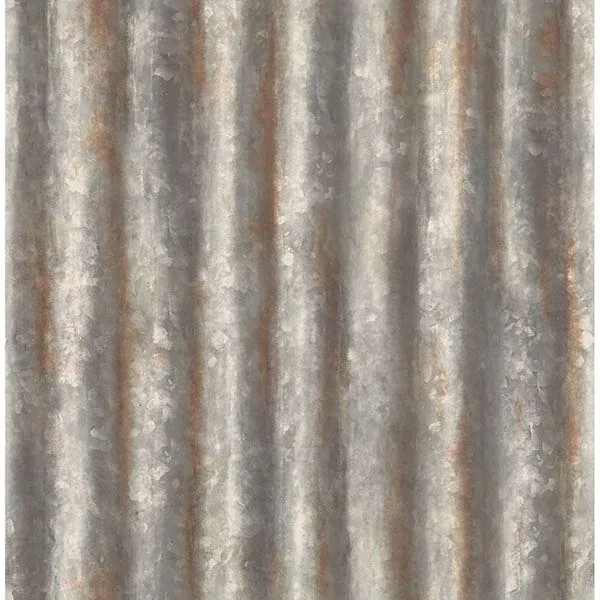 2767-22333 | Alloy Silver Corrugated Metal Wallpaper
