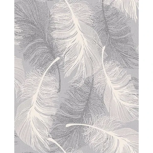 Brewster Home Fashions Alonso Grey Grey Plume Wallpaper - SKU 2836-M0923