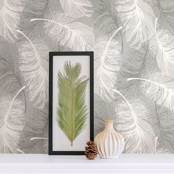 Brewster Home Fashions Alonso Grey Grey Plume Wallpaper - SKU 2836-M0923
