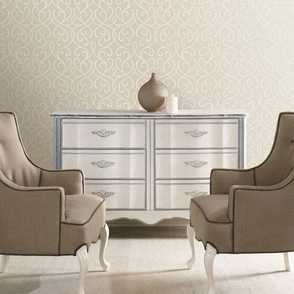 Brewster Home Fashions Alouette Taupe Mod Swirl Wallpaper | Wallpaper Twins Brewster Home Fashions Alouette Taupe Mod Swirl Wallpaper - SKU DL30451