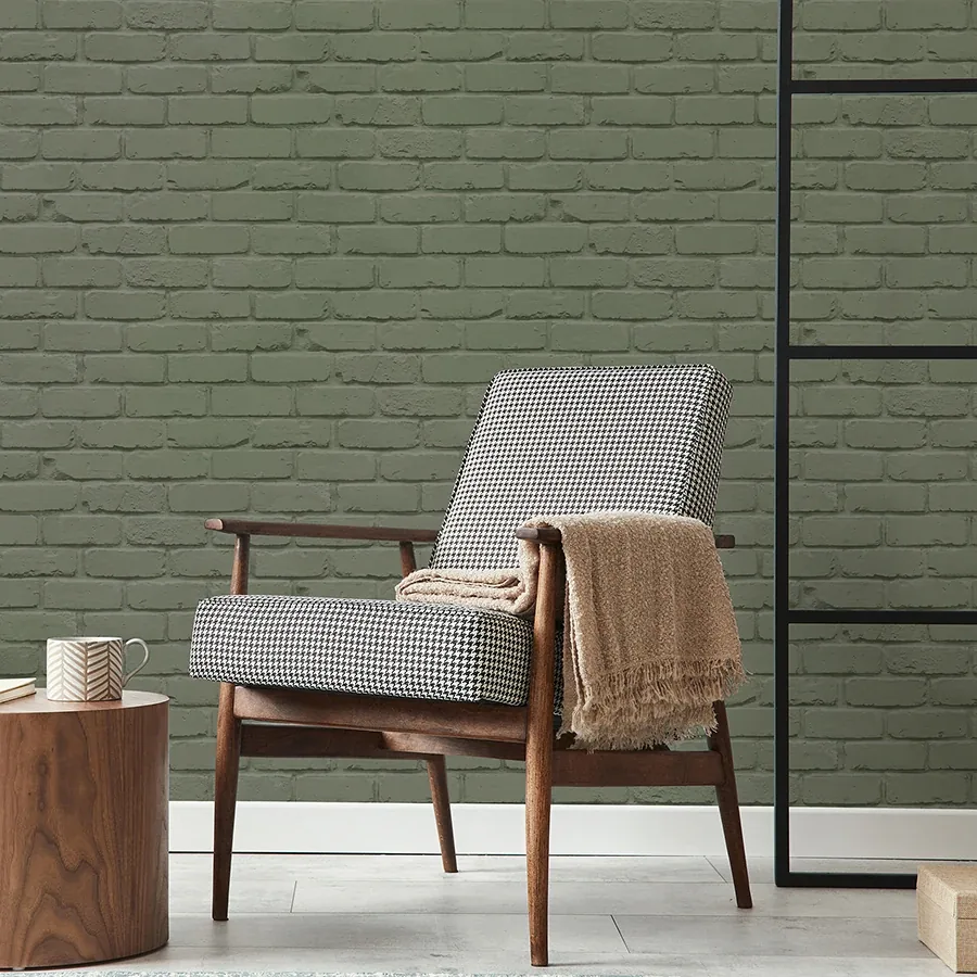 Brewster Home Fashions Alpin Sage Painted Brick Wallpaper - SKU FD43603