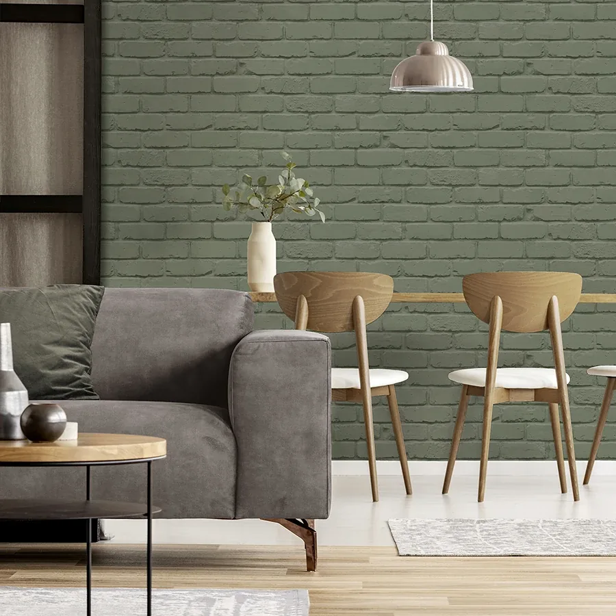 Brewster Home Fashions Alpin Sage Painted Brick Wallpaper - SKU FD43603