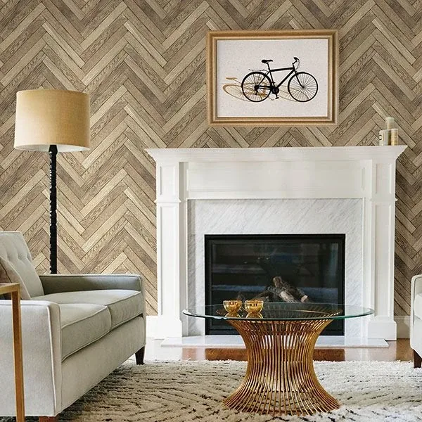 Brewster Home Fashions Altadena Light Brown Diagonal Wood Wallpaper | Wallpaper Twins Brewster Home Fashions Altadena Light Brown Diagonal Wood Wallpaper - SKU 2767-23756