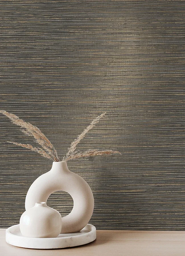 Brewster Home Fashions Alton Black Faux Grasscloth Wallpaper | Wallpaper Twins Brewster Home Fashions Alton Black Faux Grasscloth Wallpaper - SKU 4125-26716