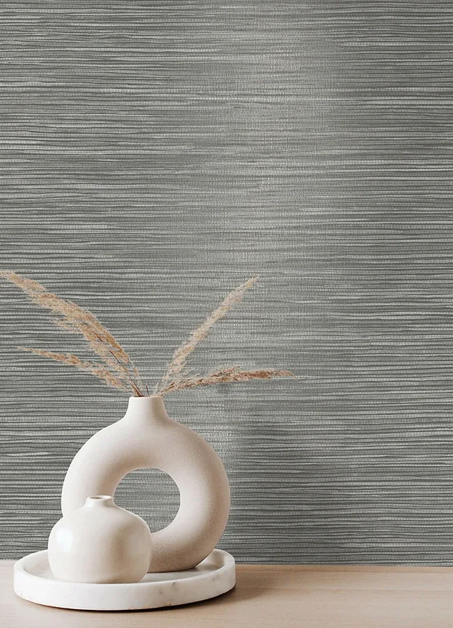 Brewster Home Fashions Alton Grey Faux Grasscloth Wallpaper | Wallpaper Twins Brewster Home Fashions Alton Grey Faux Grasscloth Wallpaper - SKU 4125-26718
