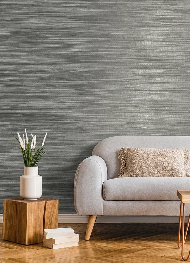 Brewster Home Fashions Alton Grey Faux Grasscloth Wallpaper | Wallpaper Twins Brewster Home Fashions Alton Grey Faux Grasscloth Wallpaper - SKU 4125-26718