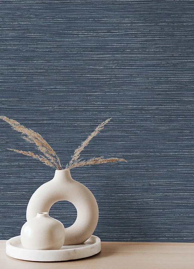 Brewster Home Fashions Alton Indigo Faux Grasscloth Wallpaper | Wallpaper Twins Brewster Home Fashions Alton Indigo Faux Grasscloth Wallpaper - SKU 4125-26712