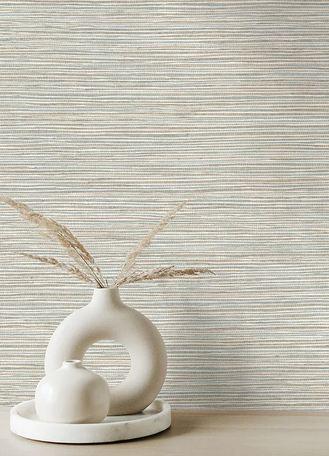Brewster Home Fashions Alton Light Blue Faux Grasscloth Wallpaper | Wallpaper Twins Brewster Home Fashions Alton Light Blue Faux Grasscloth Wallpaper - SKU 4125-26719