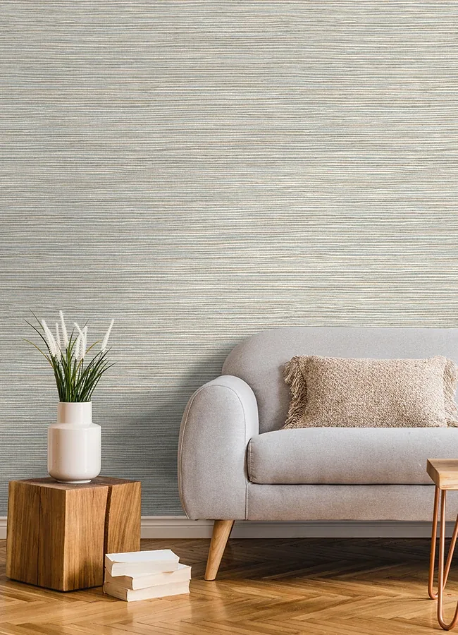 Brewster Home Fashions Alton Light Blue Faux Grasscloth Wallpaper | Wallpaper Twins Brewster Home Fashions Alton Light Blue Faux Grasscloth Wallpaper - SKU 4125-26719