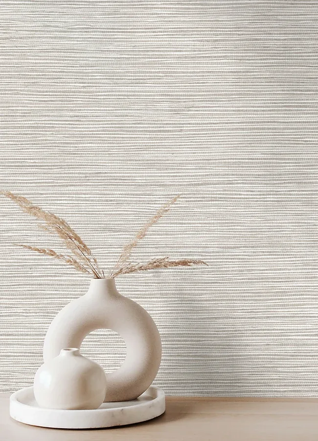 Brewster Home Fashions Alton Light Grey Faux Grasscloth Wallpaper - SKU 4125-26714