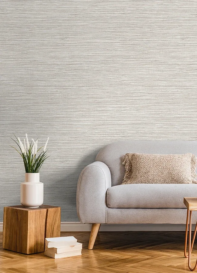 Brewster Home Fashions Alton Light Grey Faux Grasscloth Wallpaper - SKU 4125-26714