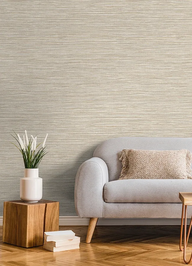 Brewster Home Fashions Alton Taupe Faux Grasscloth Wallpaper - SKU 4125-26715