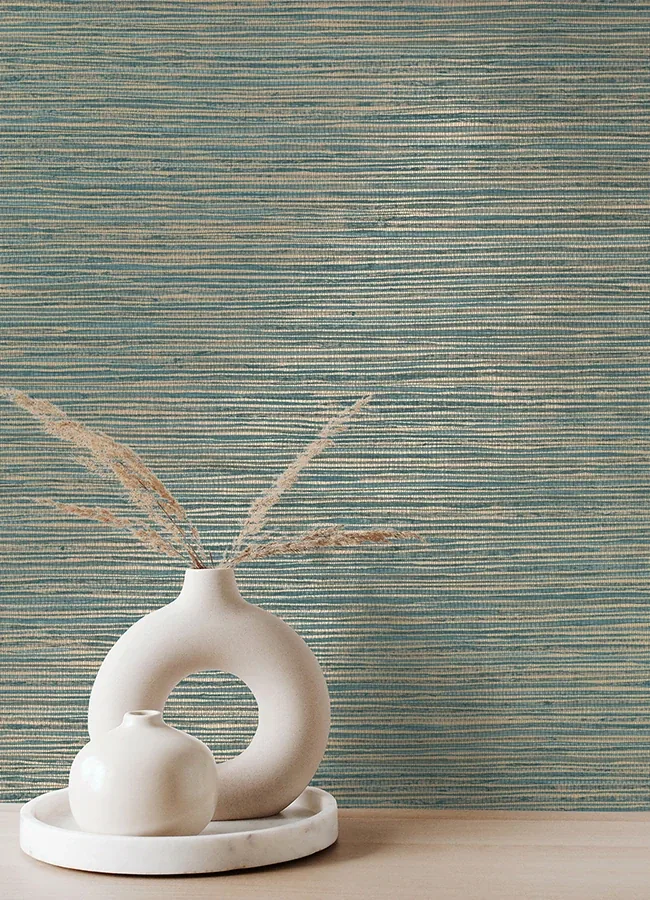 Brewster Home Fashions Alton Teal Faux Grasscloth Wallpaper | Wallpaper Twins Brewster Home Fashions Alton Teal Faux Grasscloth Wallpaper - SKU 4125-26717