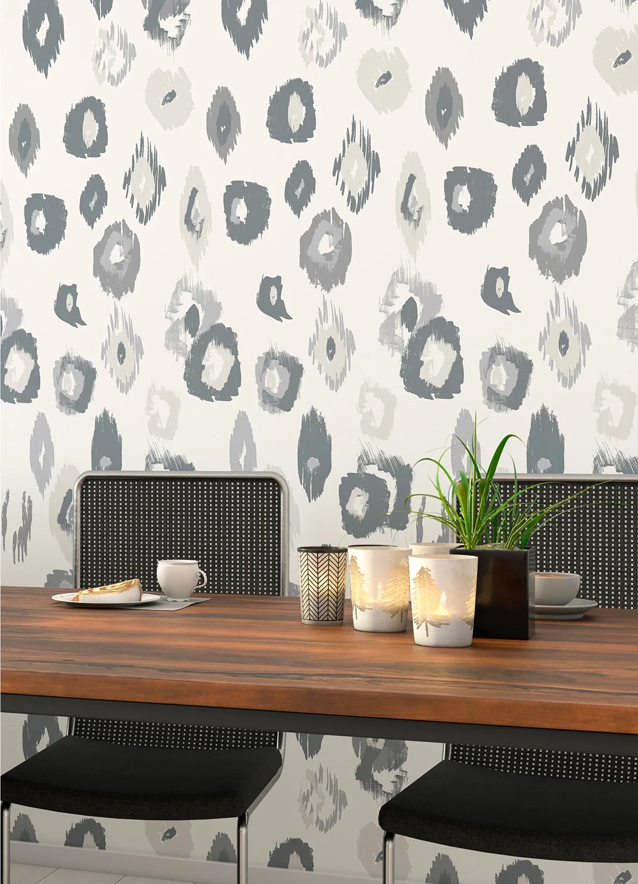 WLD53119W | Amara Light Grey Animal Ikat Wallpaper