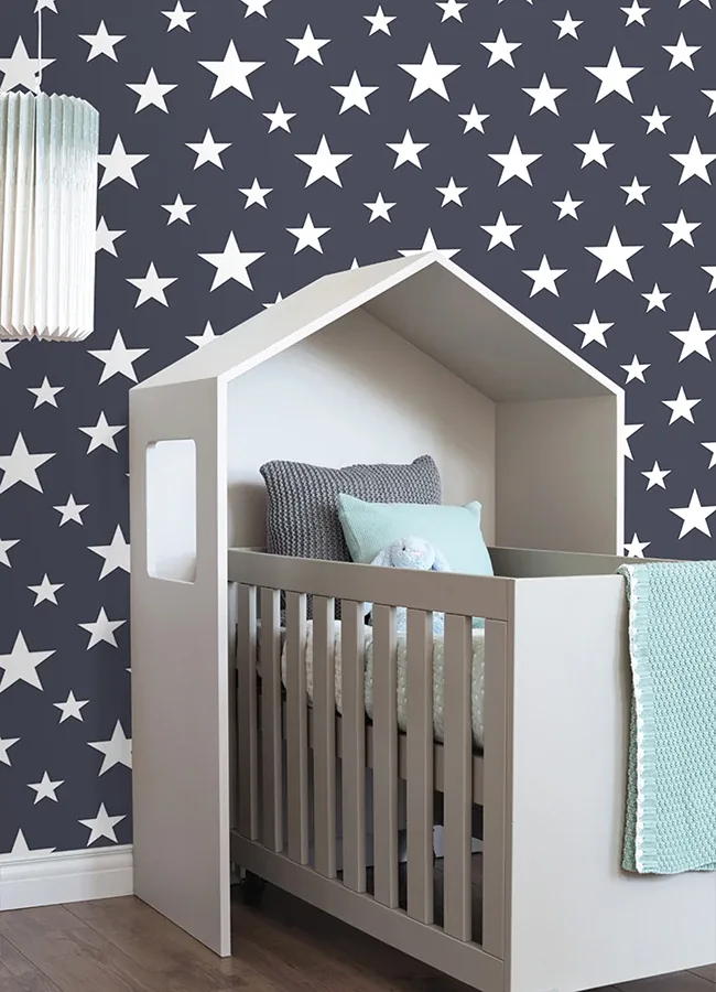 Brewster Home Fashions Amira Navy Stars Wallpaper | Wallpaper Twins Brewster Home Fashions Amira Navy Stars Wallpaper - SKU 4060-138933