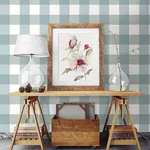 Brewster Home Fashions Amos Teal Gingham Wallpaper | Wallpaper Twins Brewster Home Fashions Amos Teal Gingham Wallpaper - SKU 3115-12535