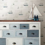 Brewster Home Fashions Andrew White Sailboat Wallpaper - SKU 4041-01703