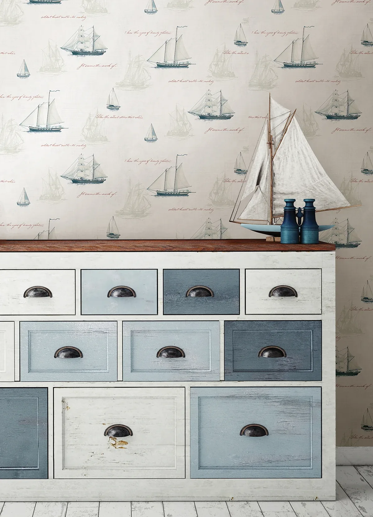 Brewster Home Fashions Andrew White Sailboat Wallpaper - SKU 4041-01703