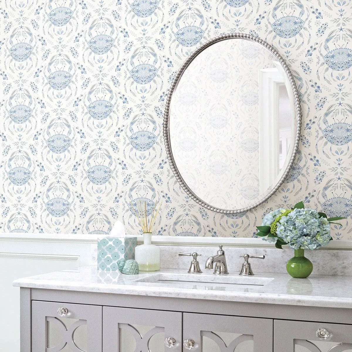 Brewster Home Fashions Annapolis Light Blue Crustacean Wallpaper - SKU 3120-13644