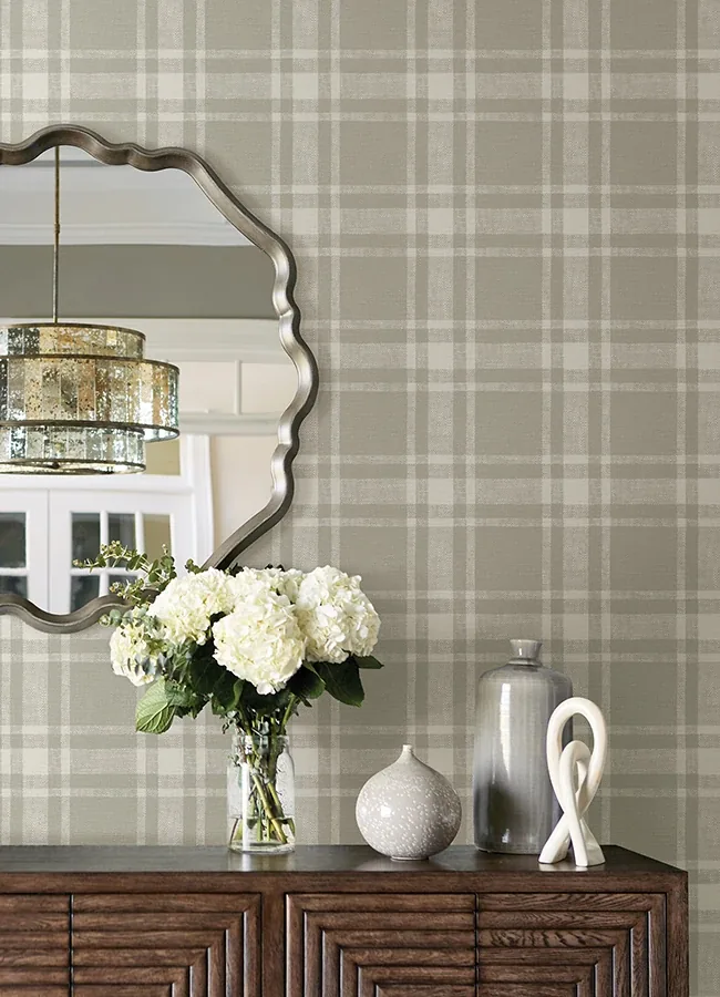 Brewster Home Fashions Antoine Taupe Flannel Wallpaper | Wallpaper Twins Brewster Home Fashions Antoine Taupe Flannel Wallpaper - SKU 4072-70018
