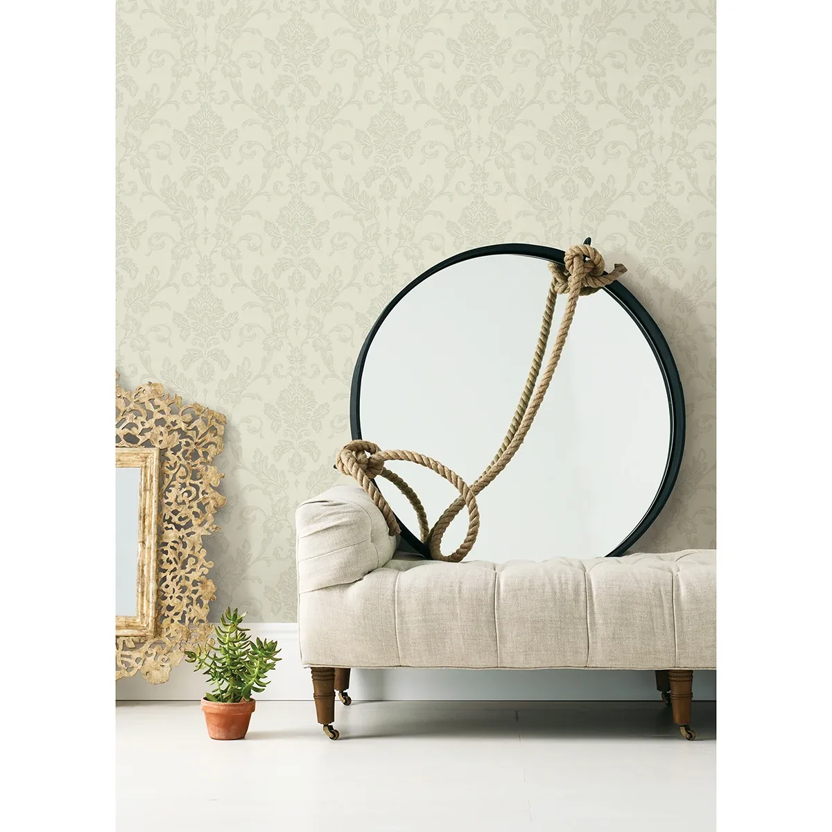 Brewster Home Fashions Antonella Silver Scroll Wallpaper | Wallpaper Twins Brewster Home Fashions Antonella Silver Scroll Wallpaper - SKU 4058-21786
