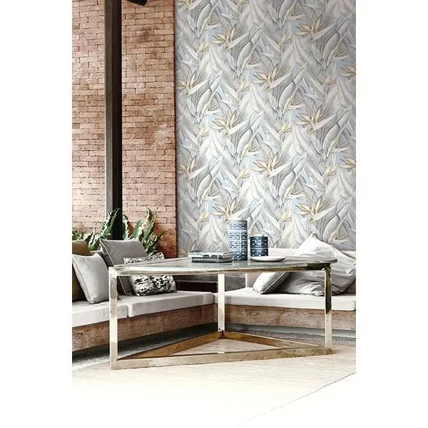 Brewster Home Fashions Arcadia Blueberry Banana Leaf Wallpaper | Wallpaper Twins Brewster Home Fashions Arcadia Blueberry Banana Leaf Wallpaper - SKU PS40202