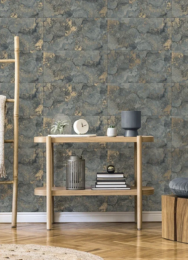 Brewster Home Fashions Aria Slate Marbled Tile Wallpaper | Wallpaper Twins Brewster Home Fashions Aria Slate Marbled Tile Wallpaper - SKU 4125-26734