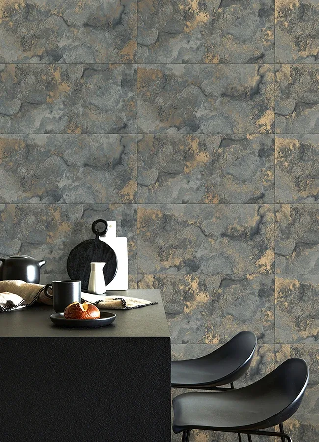 Brewster Home Fashions Aria Slate Marbled Tile Wallpaper | Wallpaper Twins Brewster Home Fashions Aria Slate Marbled Tile Wallpaper - SKU 4125-26734