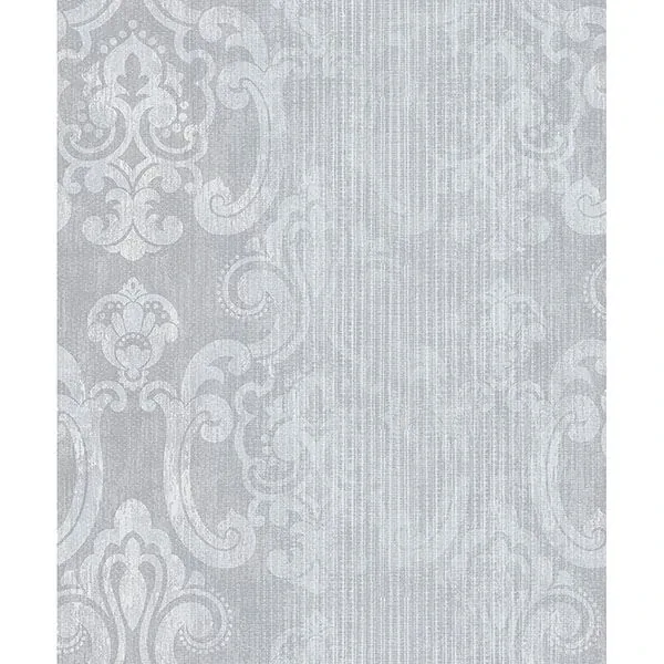 Brewster Home Fashions Ariana Silver Striped Damask Wallpaper - SKU 2810-SH01043