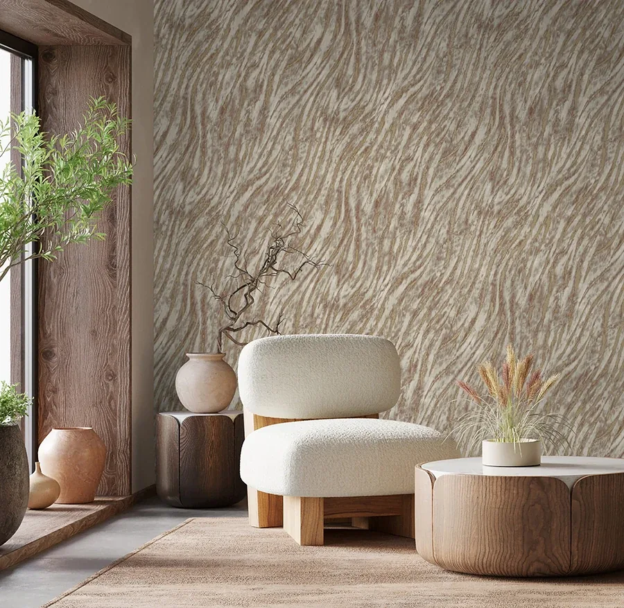 Brewster Home Fashions Arran Rose Gold Swirling Stripe Wallpaper - SKU M1862