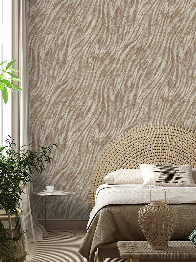 Brewster Home Fashions Arran Rose Gold Swirling Stripe Wallpaper - SKU M1862