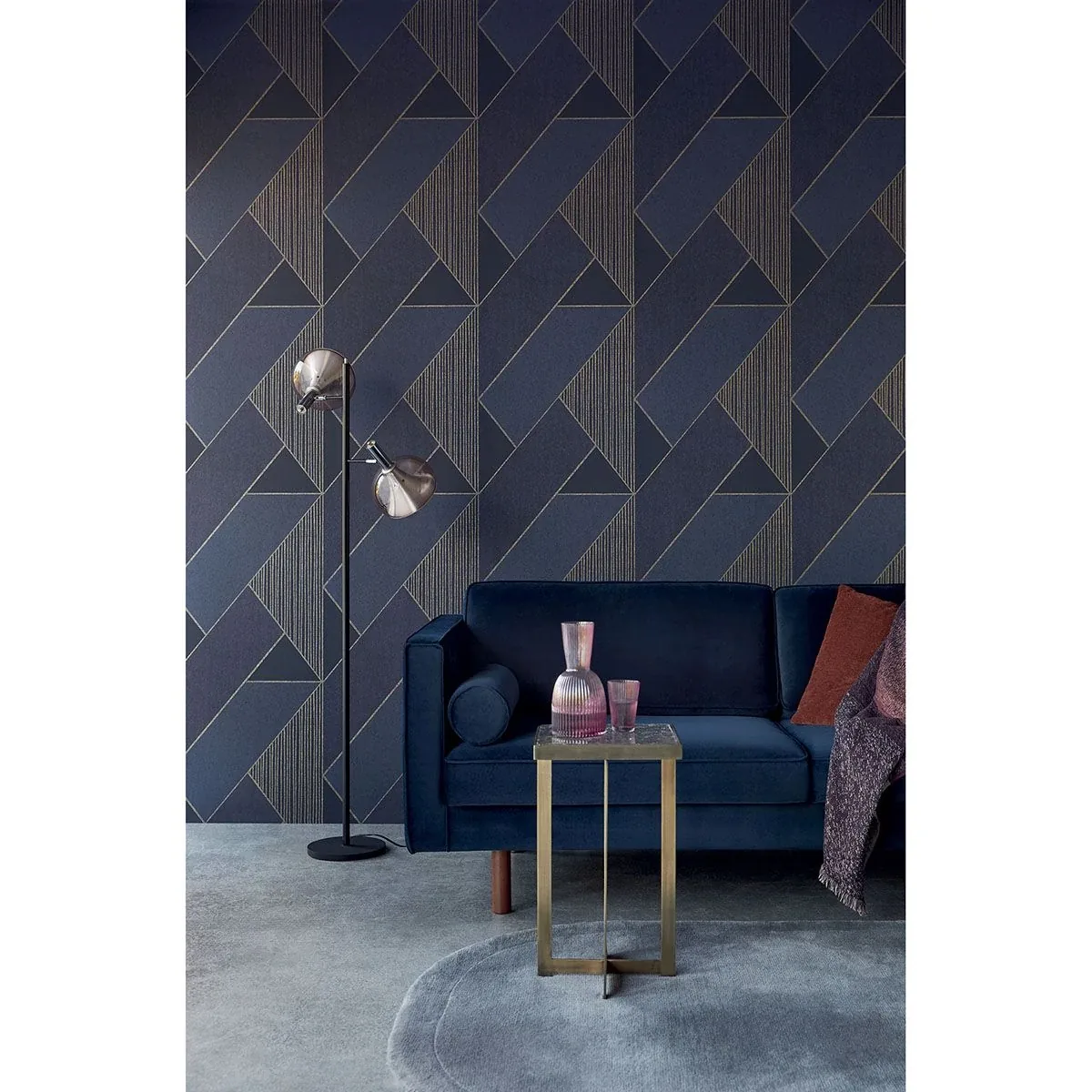 Brewster Home Fashions Art Dark Blue Glam Geometric Wallpaper - SKU 395834