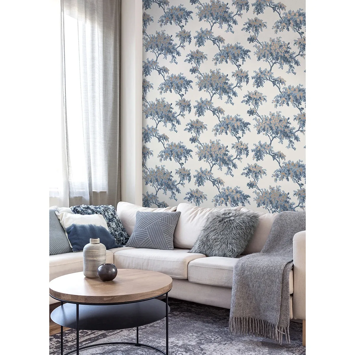 Brewster Home Fashions Ashdown Dark Blue Tree Wallpaper | Wallpaper Twins Brewster Home Fashions Ashdown Dark Blue Tree Wallpaper - SKU M1672