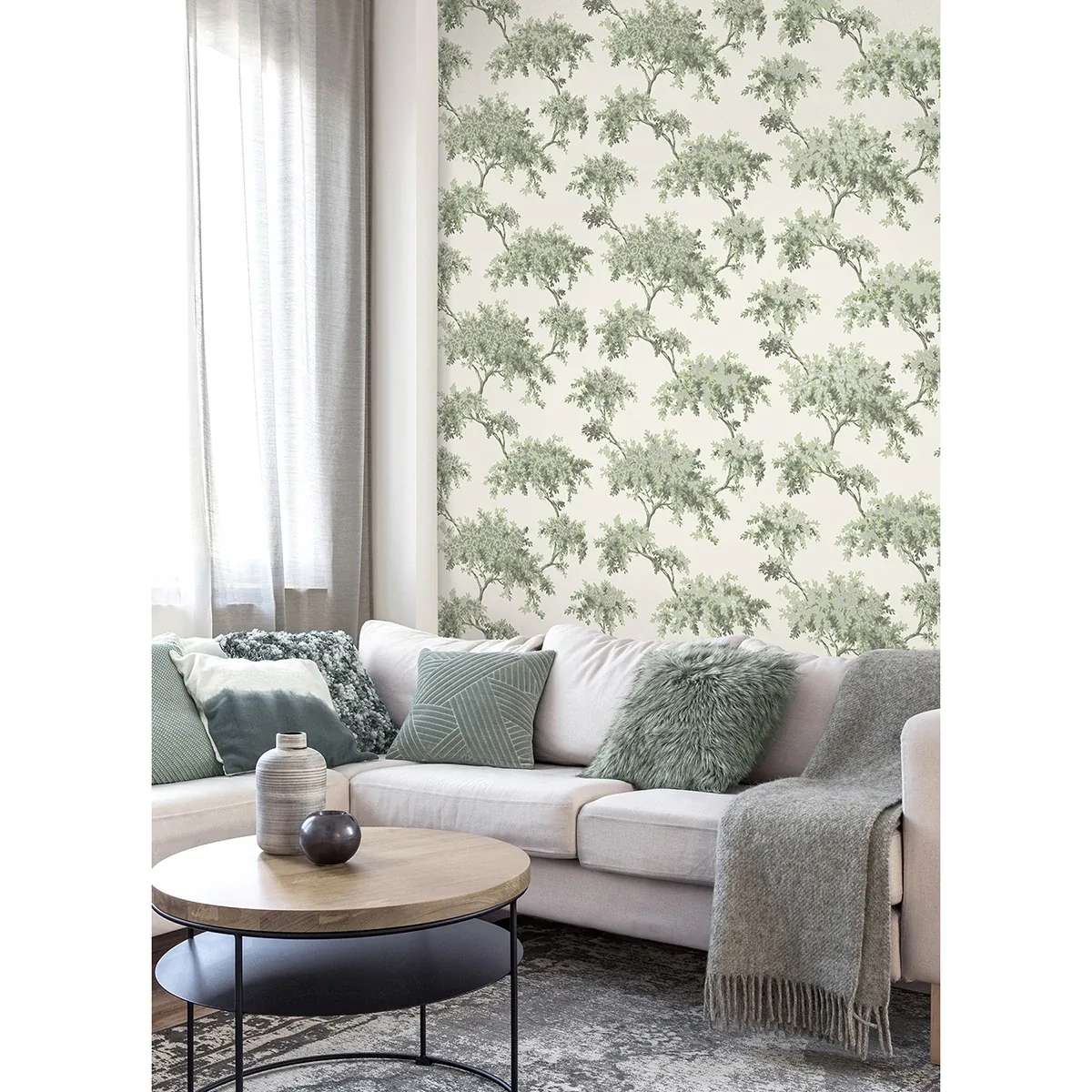 Brewster Home Fashions Ashdown Sage Tree Wallpaper | Wallpaper Twins Brewster Home Fashions Ashdown Sage Tree Wallpaper - SKU M1674