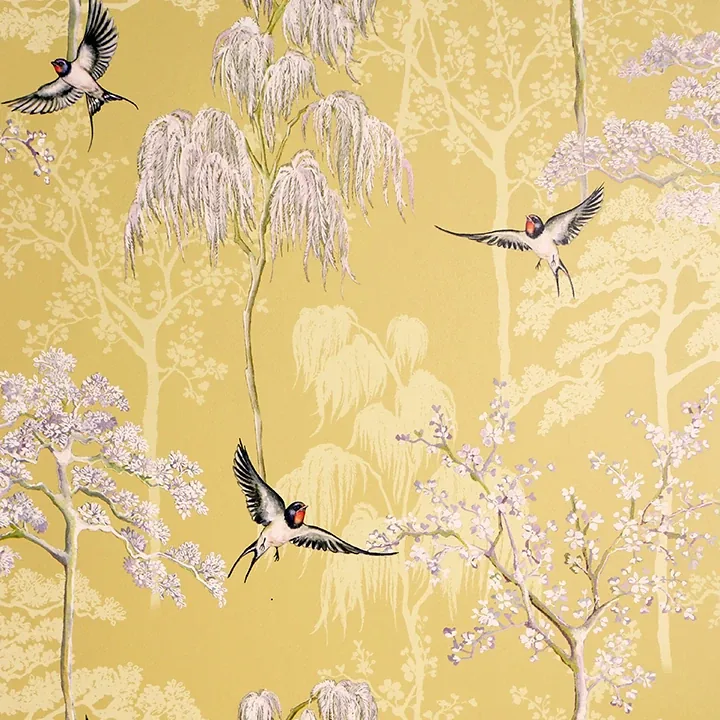 AH908002 | Asuka Yellow Sparrow Forest Wallpaper
