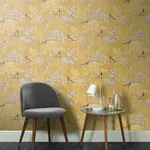Brewster Home Fashions Asuka Yellow Sparrow Forest Wallpaper - SKU AH908002