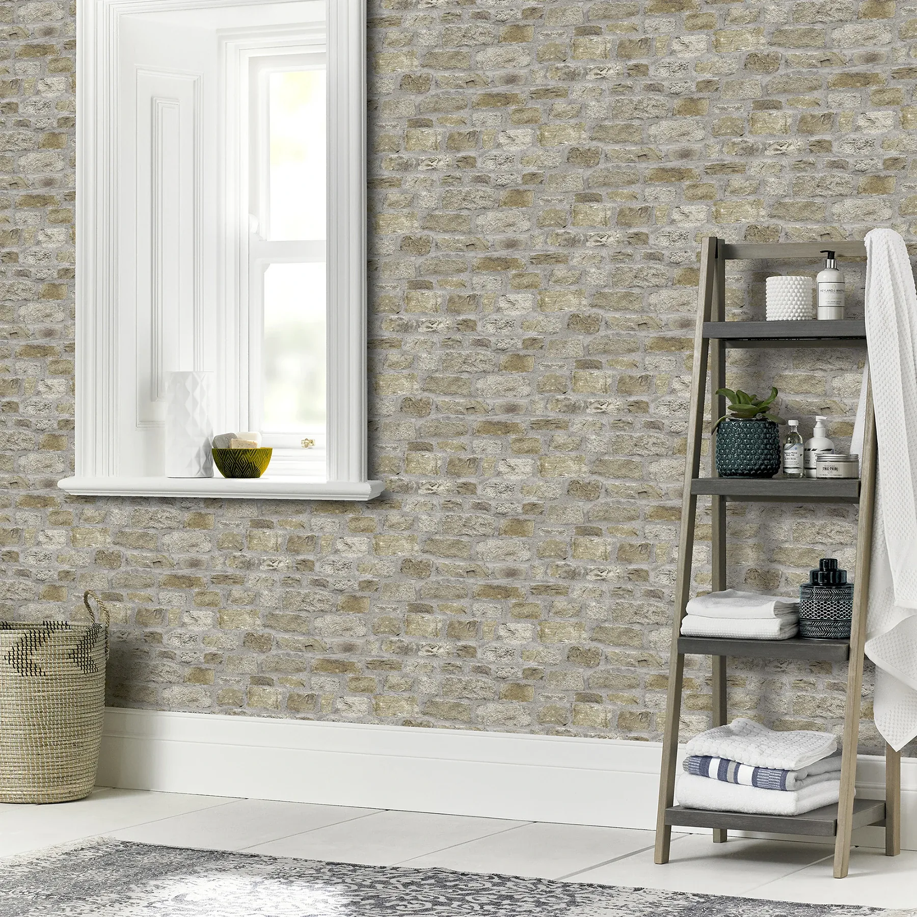Brewster Home Fashions Atticus Neutral Country Stone Wallpaper - SKU AH696500