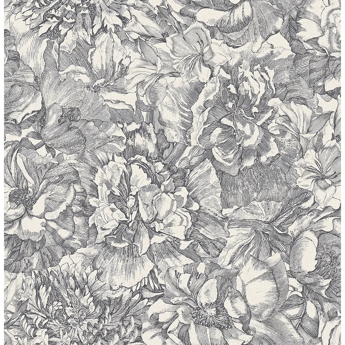 307340 | Auguste Charcoal Floral Wallpaper