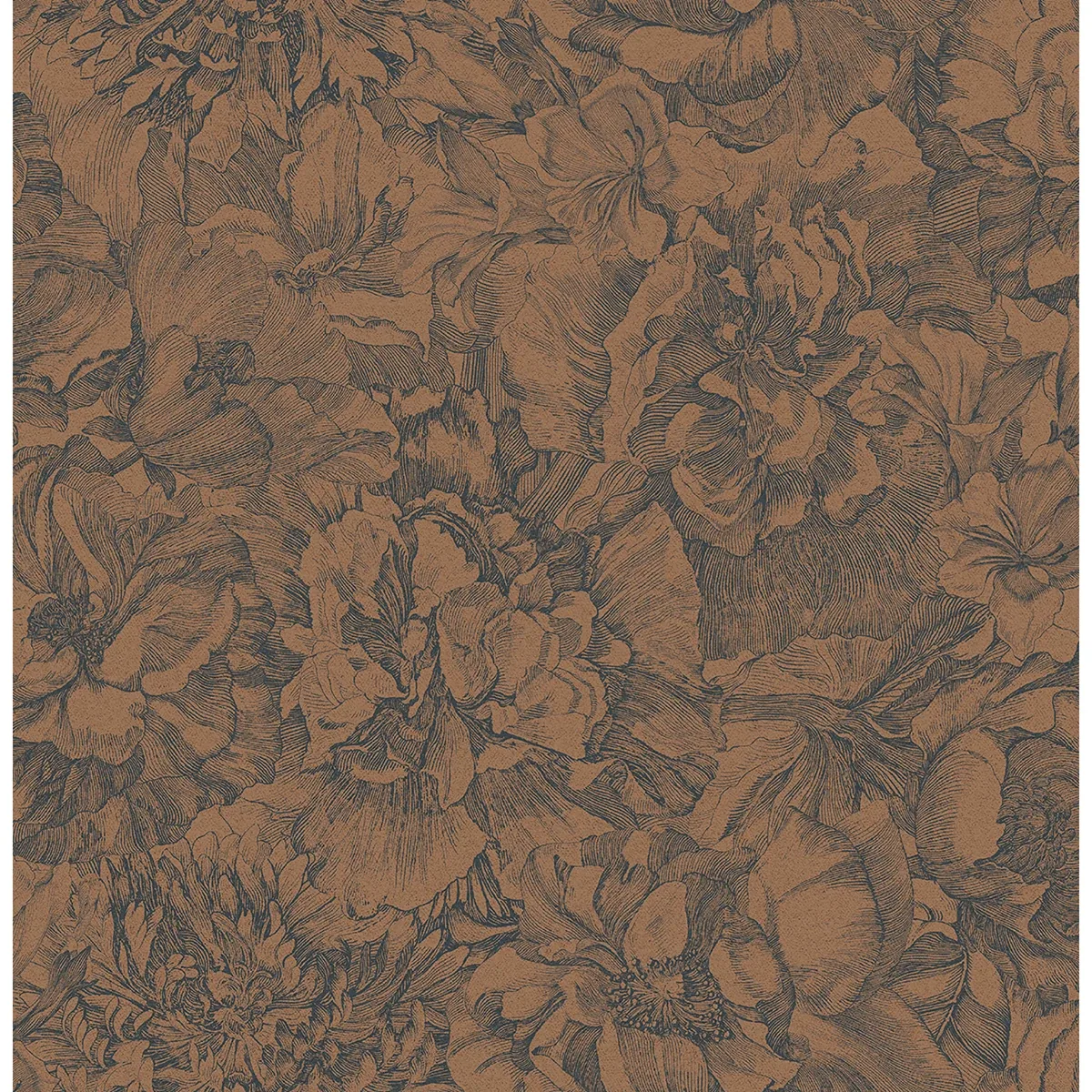 307344 | Auguste Copper Floral Wallpaper