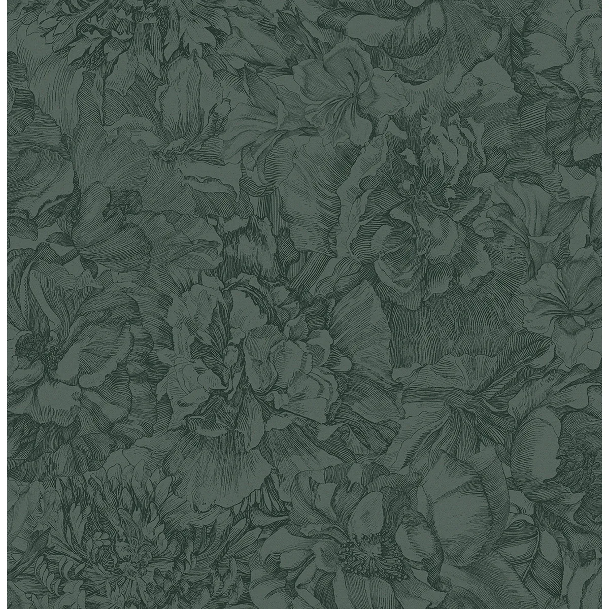 307345 | Auguste Dark Green Floral Wallpaper