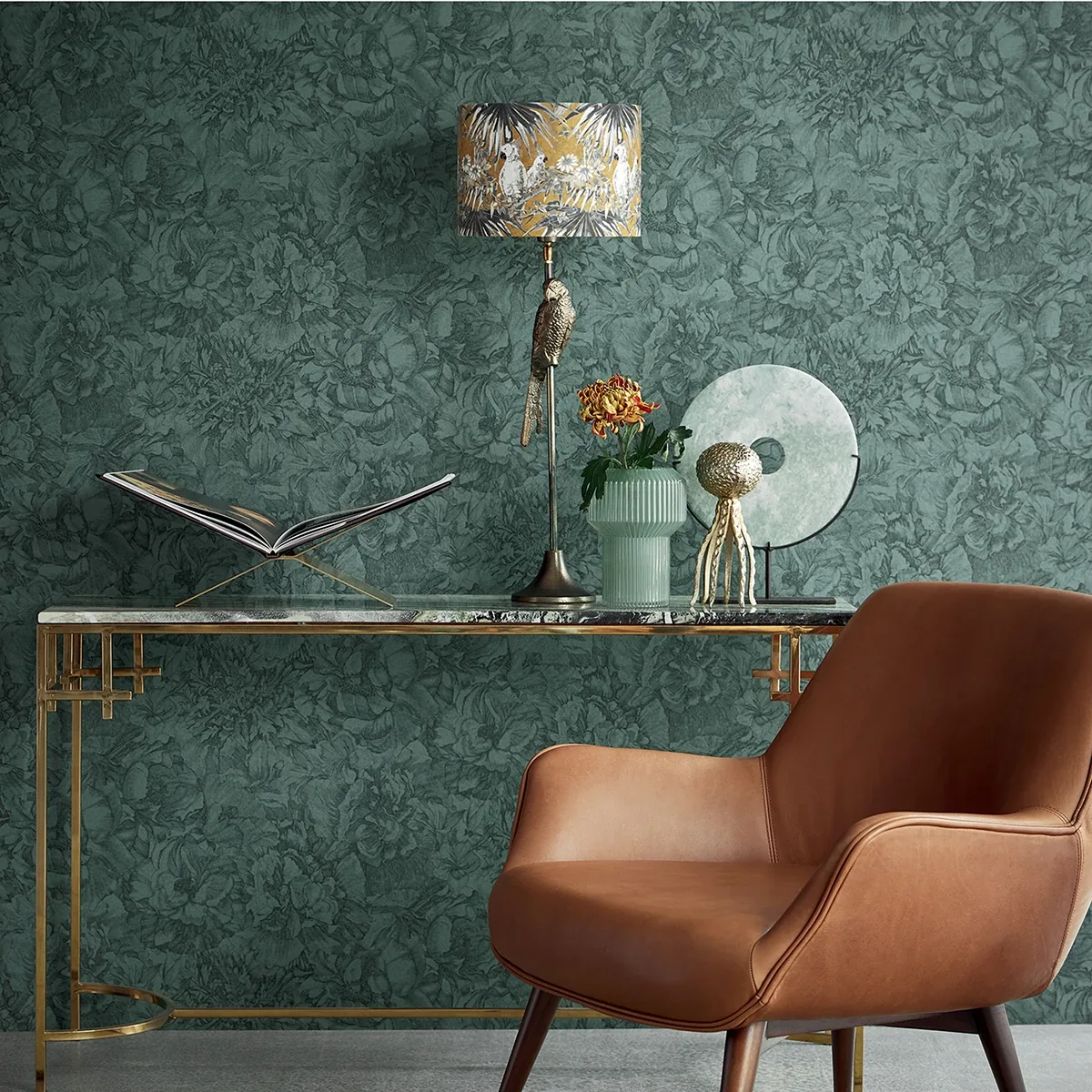 Brewster Home Fashions Auguste Dark Green Floral Wallpaper | Wallpaper Twins Brewster Home Fashions Auguste Dark Green Floral Wallpaper - SKU 307345