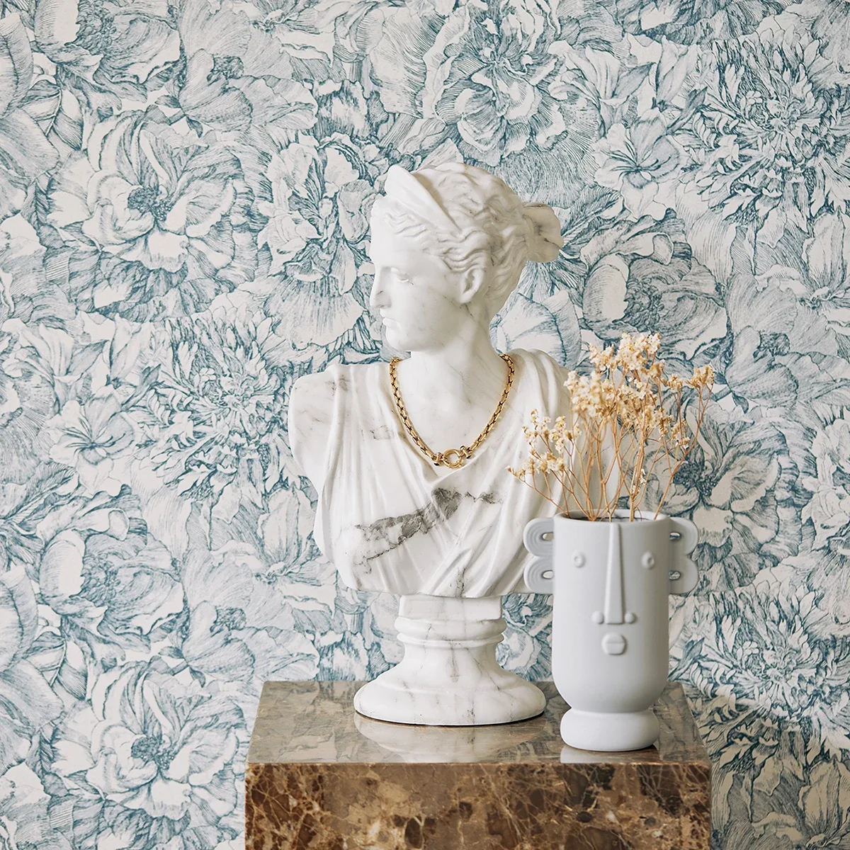 Brewster Home Fashions Auguste Navy Floral Wallpaper | Wallpaper Twins Brewster Home Fashions Auguste Navy Floral Wallpaper - SKU 307343