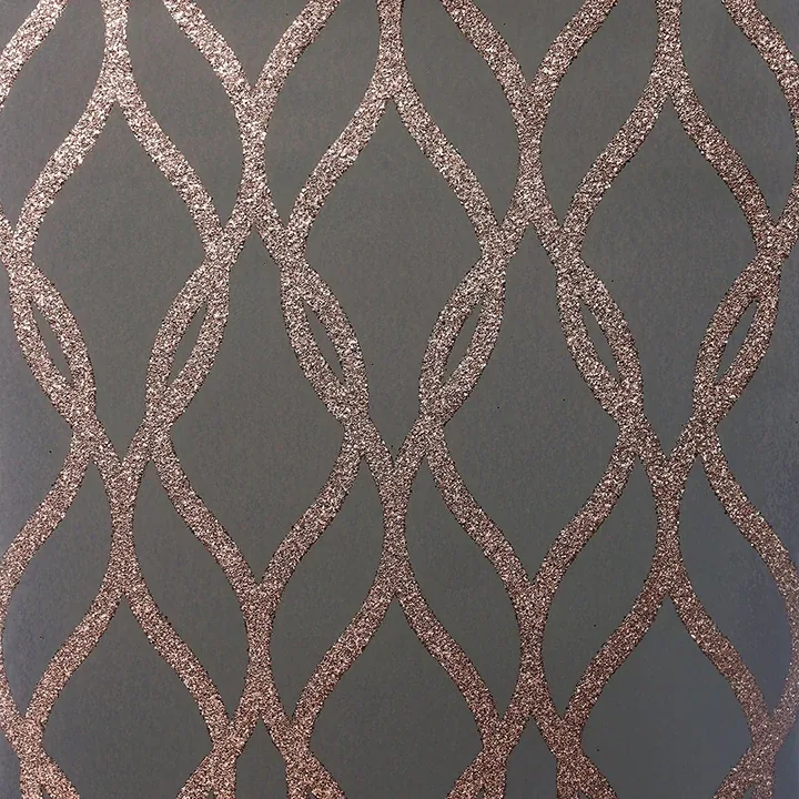 Brewster Home Fashions Ava Rose Gold Glittering Ogee Wallpaper - SKU AH921803