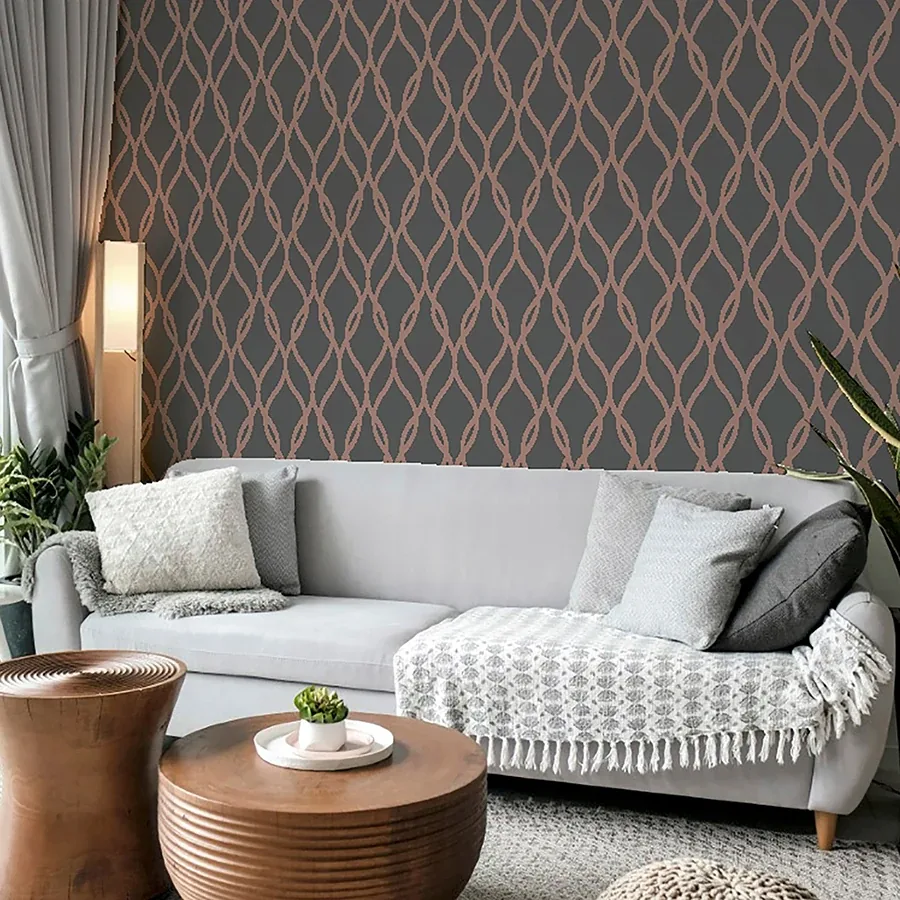 Brewster Home Fashions Ava Rose Gold Glittering Ogee Wallpaper | Wallpaper Twins Brewster Home Fashions Ava Rose Gold Glittering Ogee Wallpaper - SKU AH921803