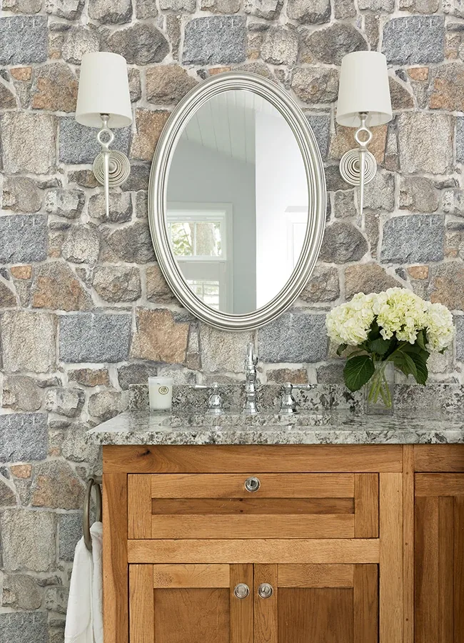 Brewster Home Fashions Axelle Rust Stone Wallpaper | Wallpaper Twins Brewster Home Fashions Axelle Rust Stone Wallpaper - SKU 4072-70041